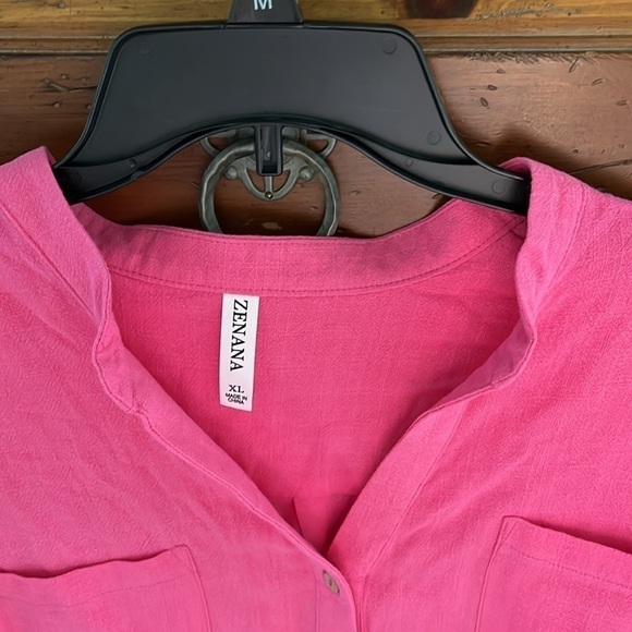 NWOT Zenana Pink Linen And Rayon Blouse Size XL - Picture 6 of 10